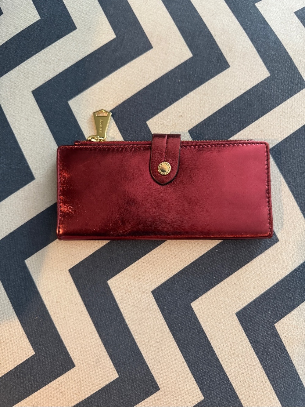 Aimee Kestenberg Metallic Red Snap-Tab Wallet